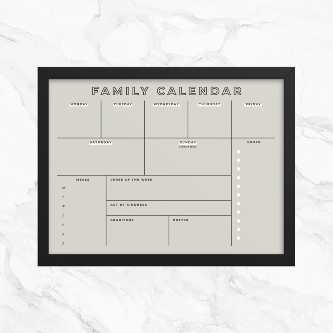 Family Calendar Dry Erase Board – Grace + Porter family-calendar-dry-erase-board-grace-porter